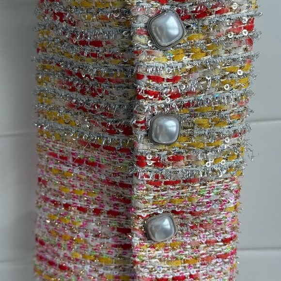 Chic Multicolor Tweed Two Piece Skirt Set (Skort) - Picture 6 of 16